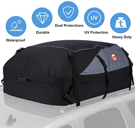 Coffre De Toit Voiture 55 Litres - Pratique Pour Voyages, Rangement Supplémentaire, Fixation Universelle - 12