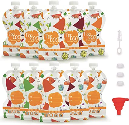 Gourde Compote Reutilisable Collection Nature Pochette Alimentaire Réutilisable Compote Purée Sachet Conservation Lait Maternel Reutilisable